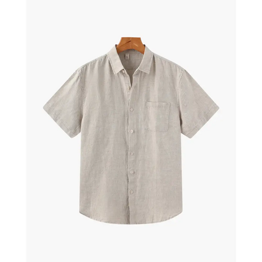 Essential Linen Short-Sleeve Shirt - Beige / S