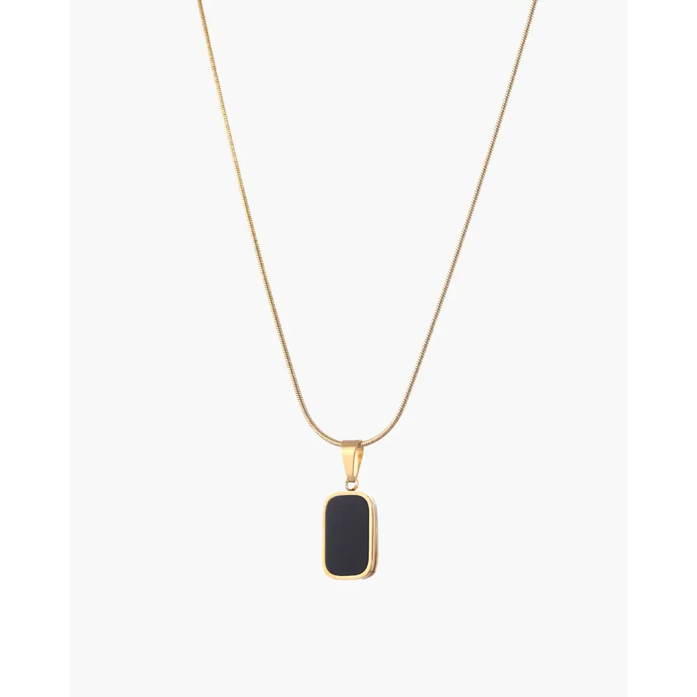 Gold Necklace with Black Enamel