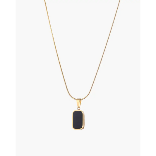 Gold Necklace with Black Enamel