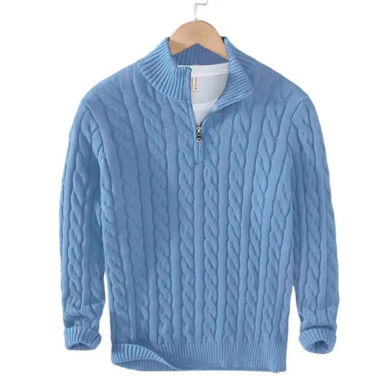 Heritage Cable Half-Zip Sweater - Azure Blue / S