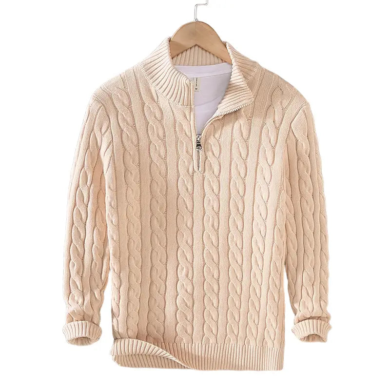 Heritage Cable Half-Zip Sweater - Beige / S