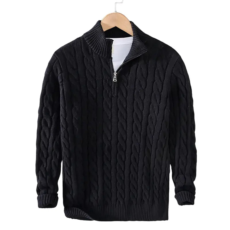 Heritage Cable Half-Zip Sweater - Black / S