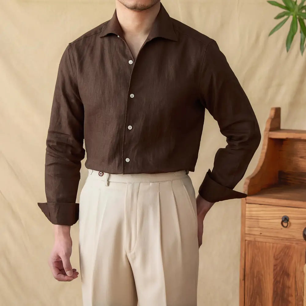 Heritage Linen Shirt - Brown / XS