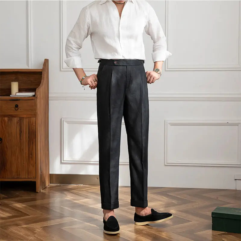 Heritage Pleated Linen Trousers