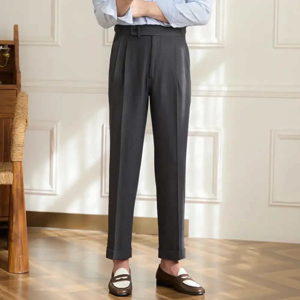 Heritage Pleated Trousers - Ash Grey / 28