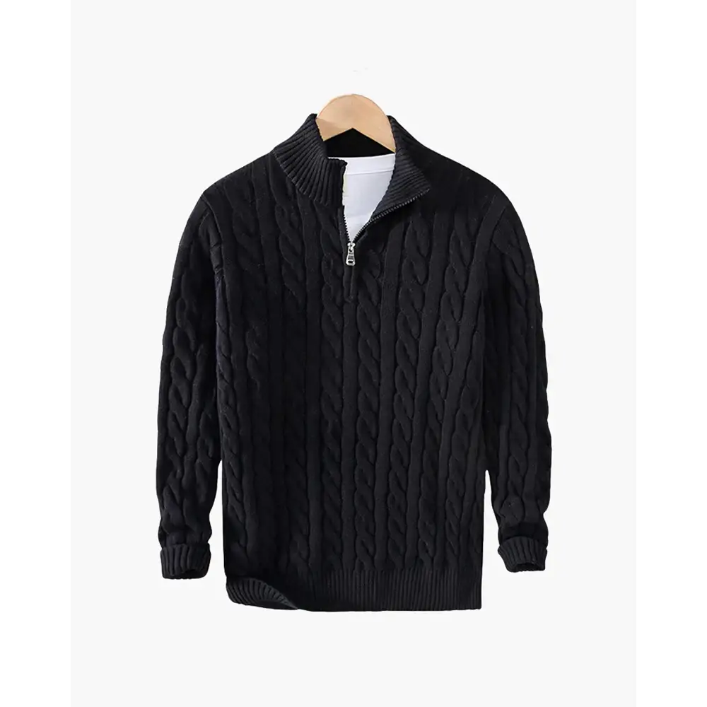 Heritage Shawl Collar Cable Knit - Black / S