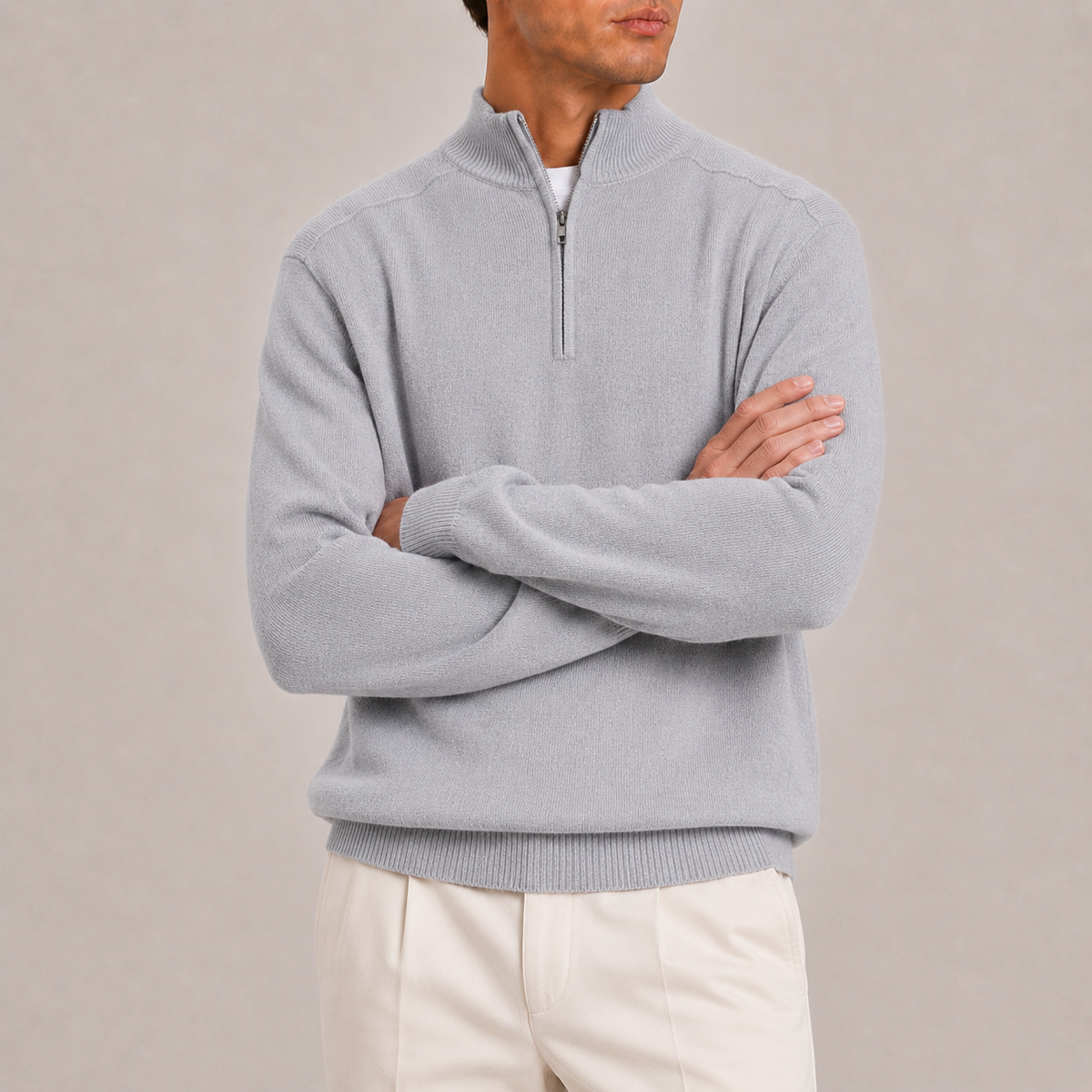 Heritage Wool Half-Zip Sweater - Gray S