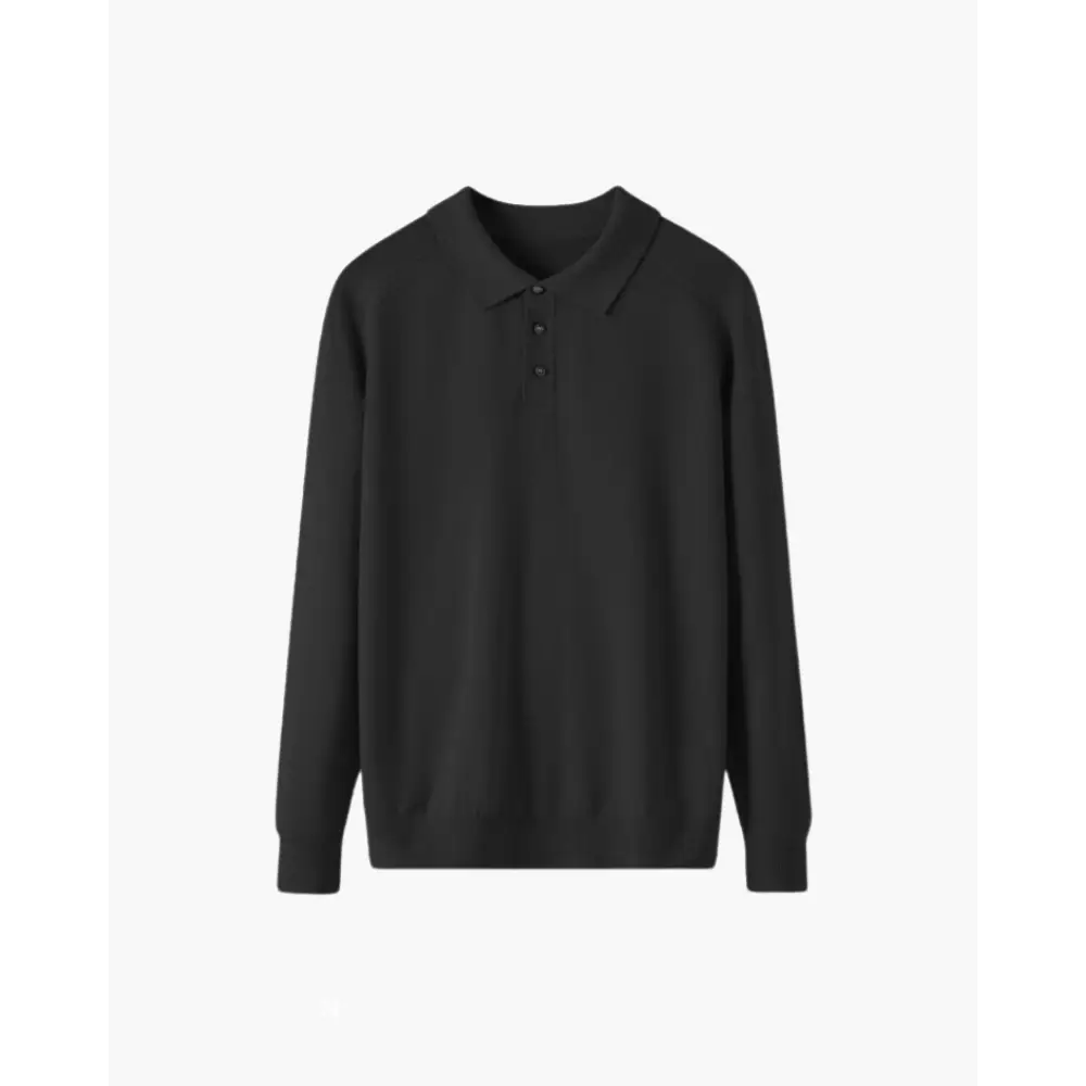 Heritage Wool Polo Sweater - Black / XS