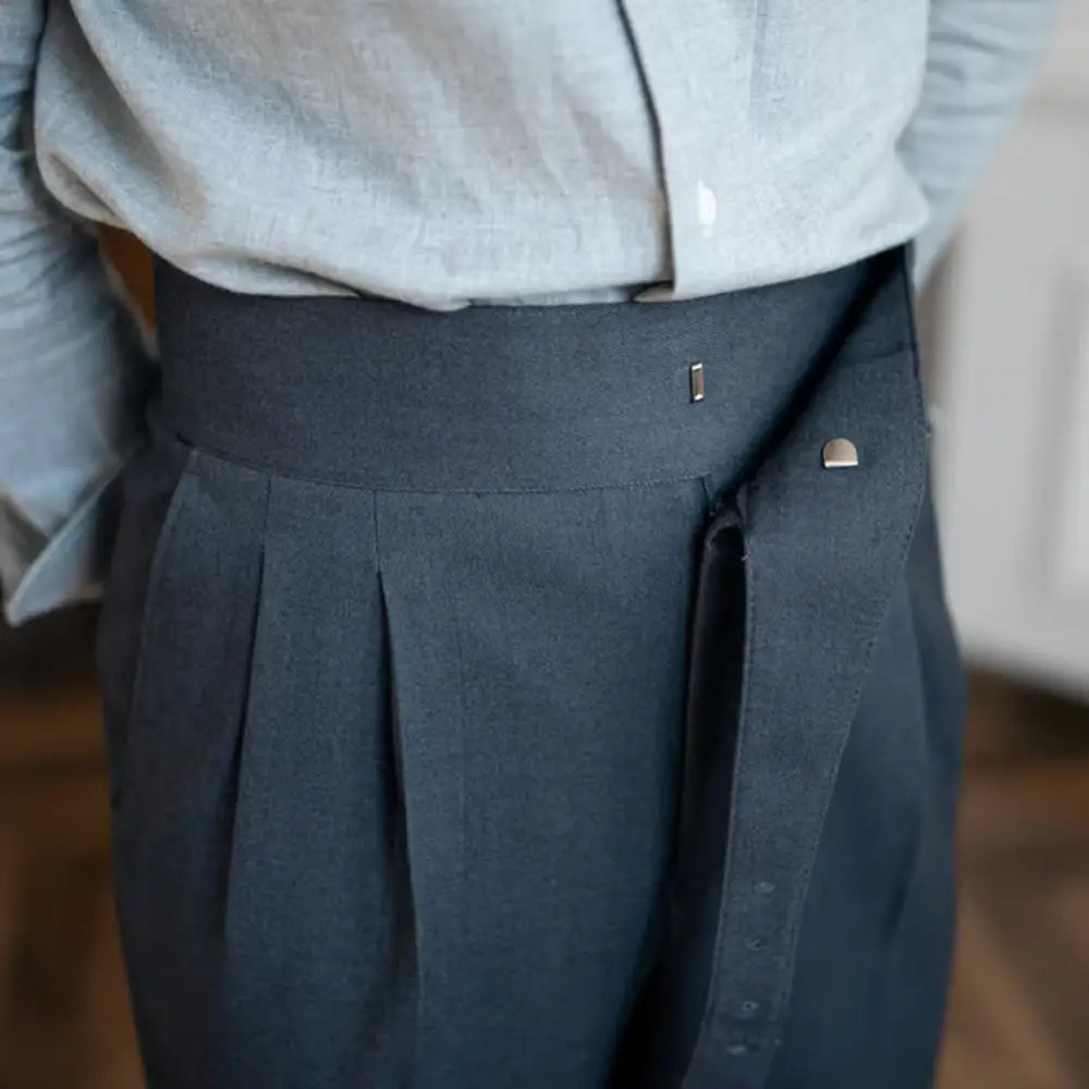High-Rise Pleated Wool Trousers