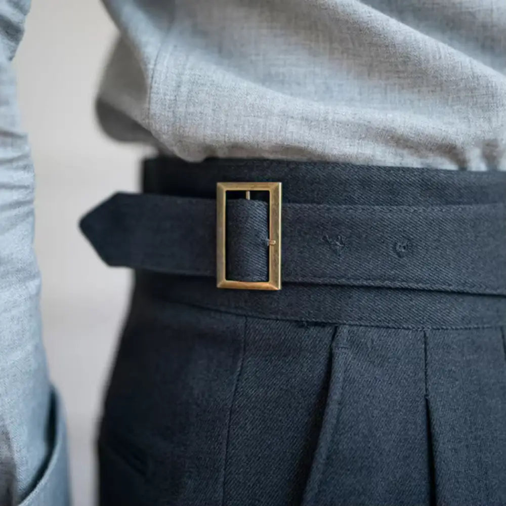 High-Rise Pleated Wool Trousers