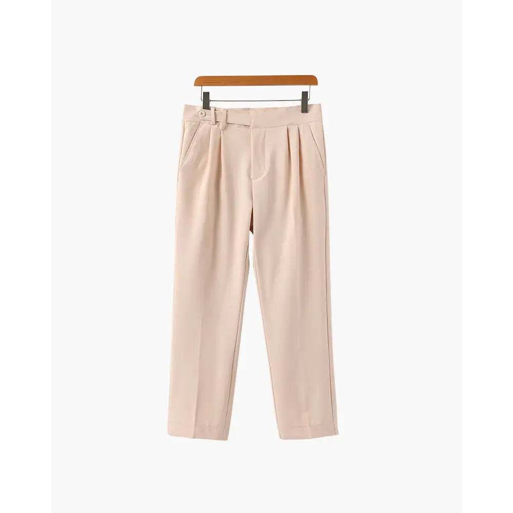 High Waist Tailored Pants - Beige / XS
