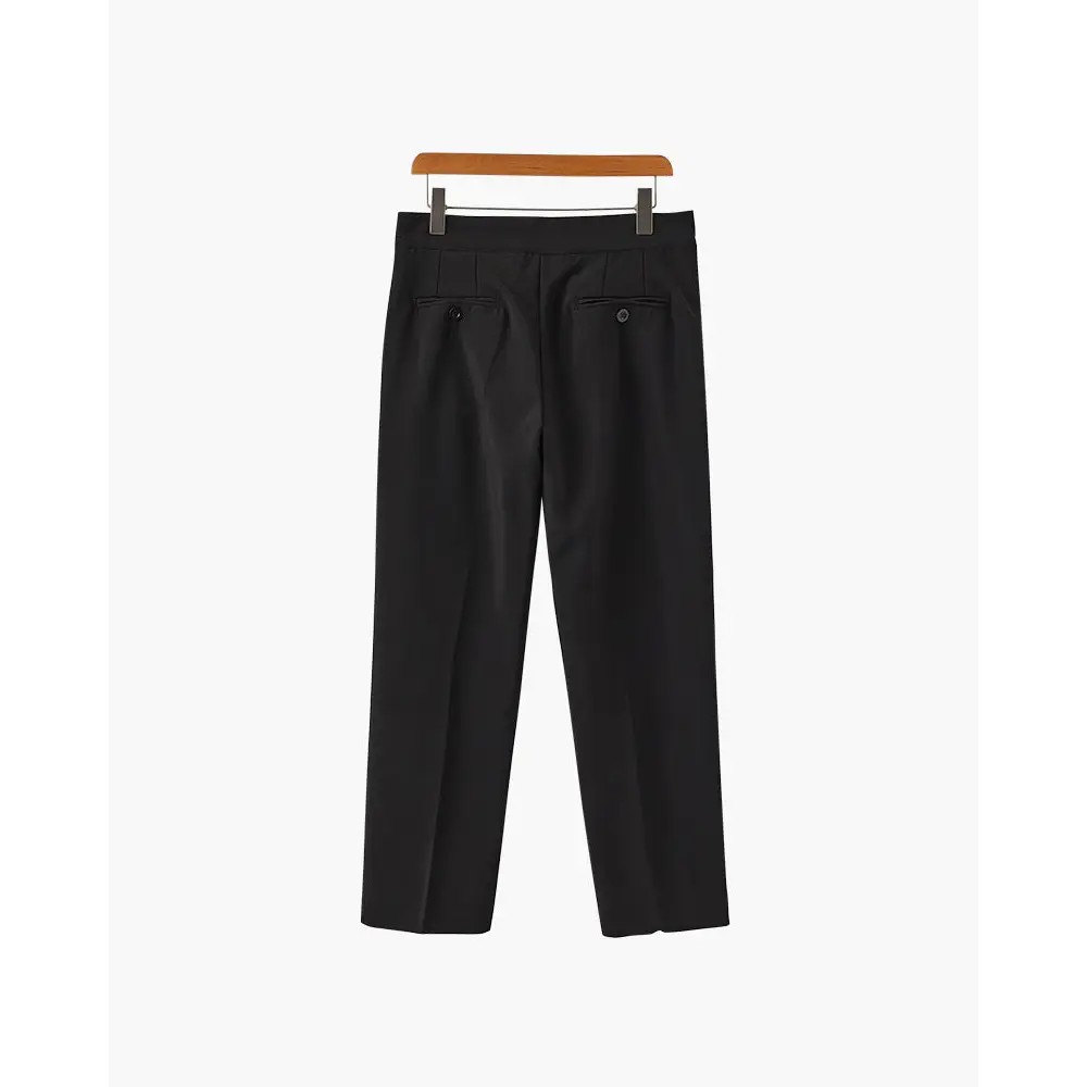 High Waist Tailored Pants - Black / XS
