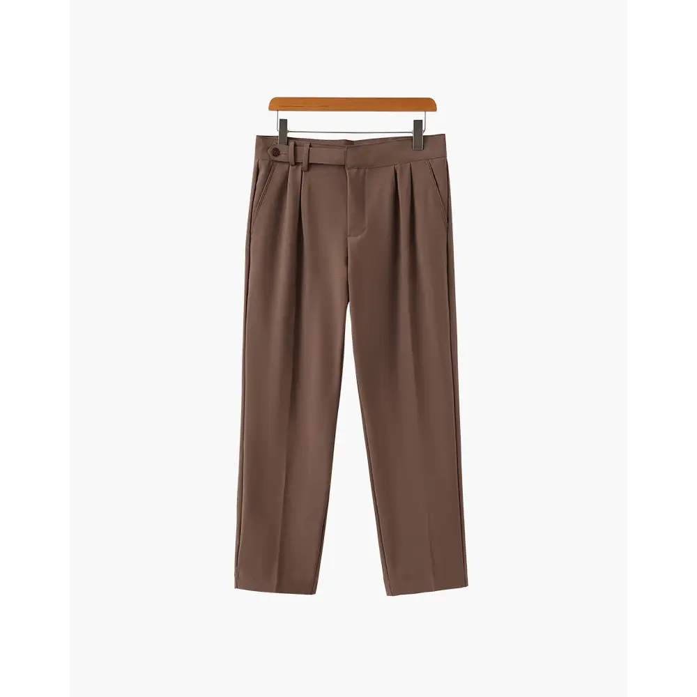 High Waist Tailored Pants - Brown / XS