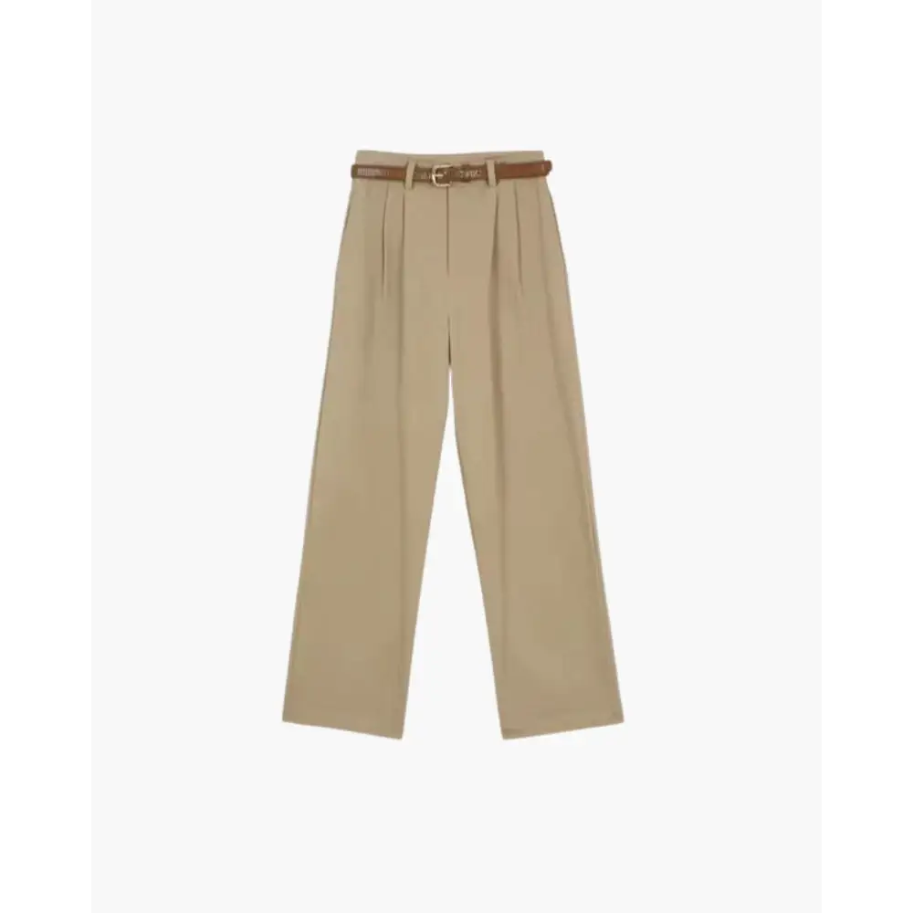 High-Waist Wide Leg Trousers - Khaki / S