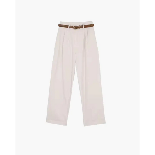 High-Waist Wide Leg Trousers - White / S