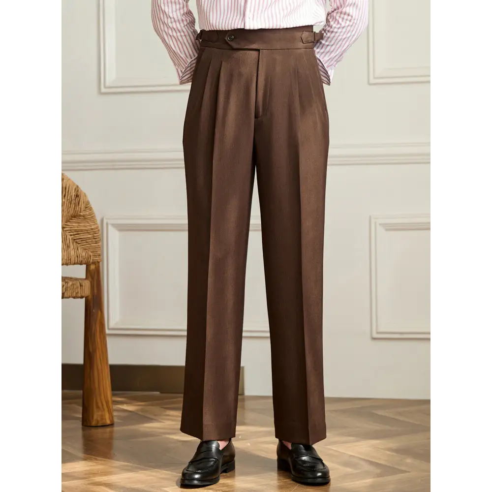 Imperial Pleated Trousers - Mocha Brown / 28