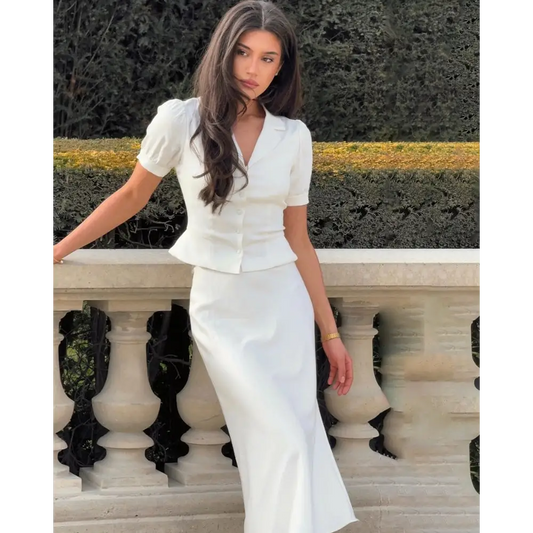 Ivory Satin Co-Ord Set - L