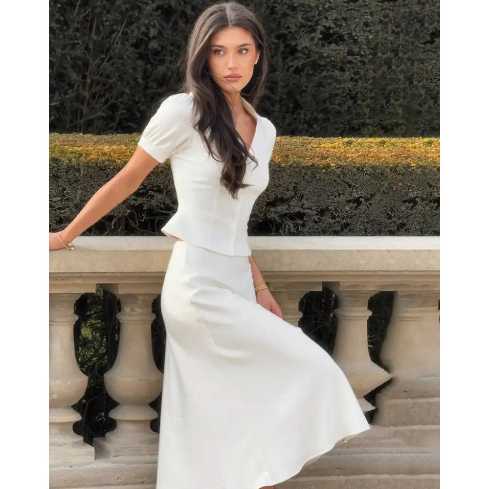 Ivory Satin Co-Ord Set - S