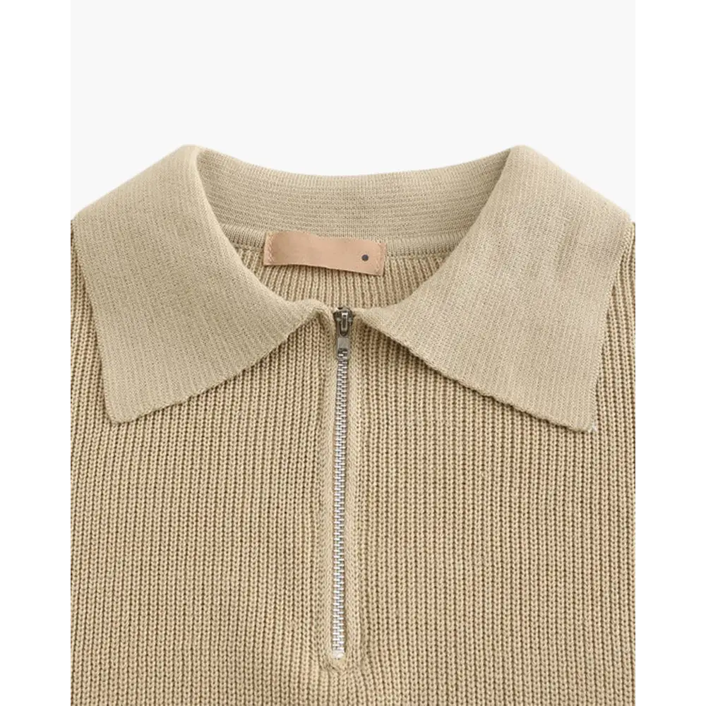 Knitted Half-Zip Polo Sweater
