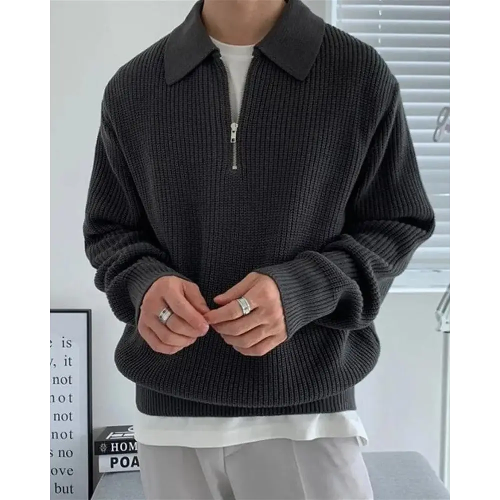 Knitted Half-Zip Polo Sweater