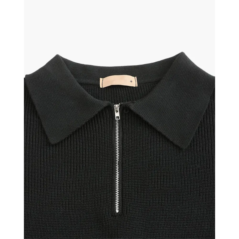 Knitted Half-Zip Polo Sweater