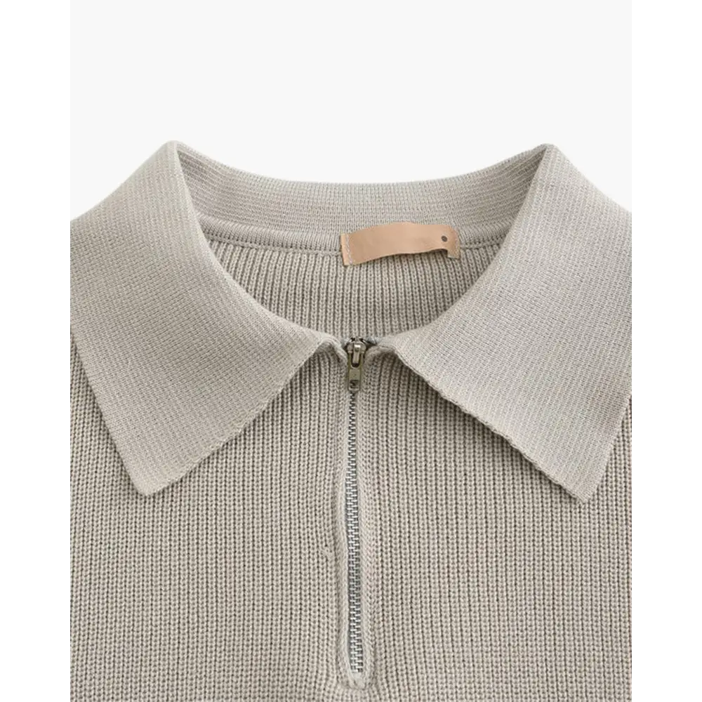 Knitted Half-Zip Polo Sweater