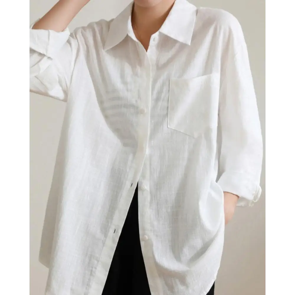 Ladies’ Long Sleeve Linen-Cotton Shirt