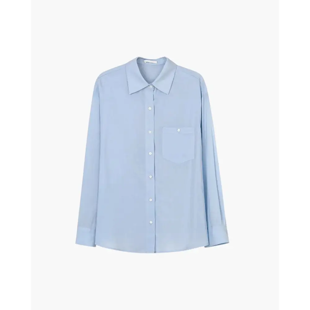 Ladies’ Long Sleeve Linen-Cotton Shirt - Blue / S
