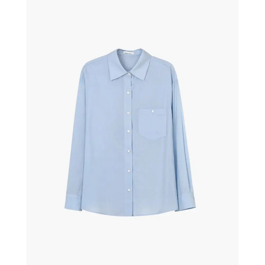 Ladies’ Long Sleeve Linen-Cotton Shirt - Blue / S