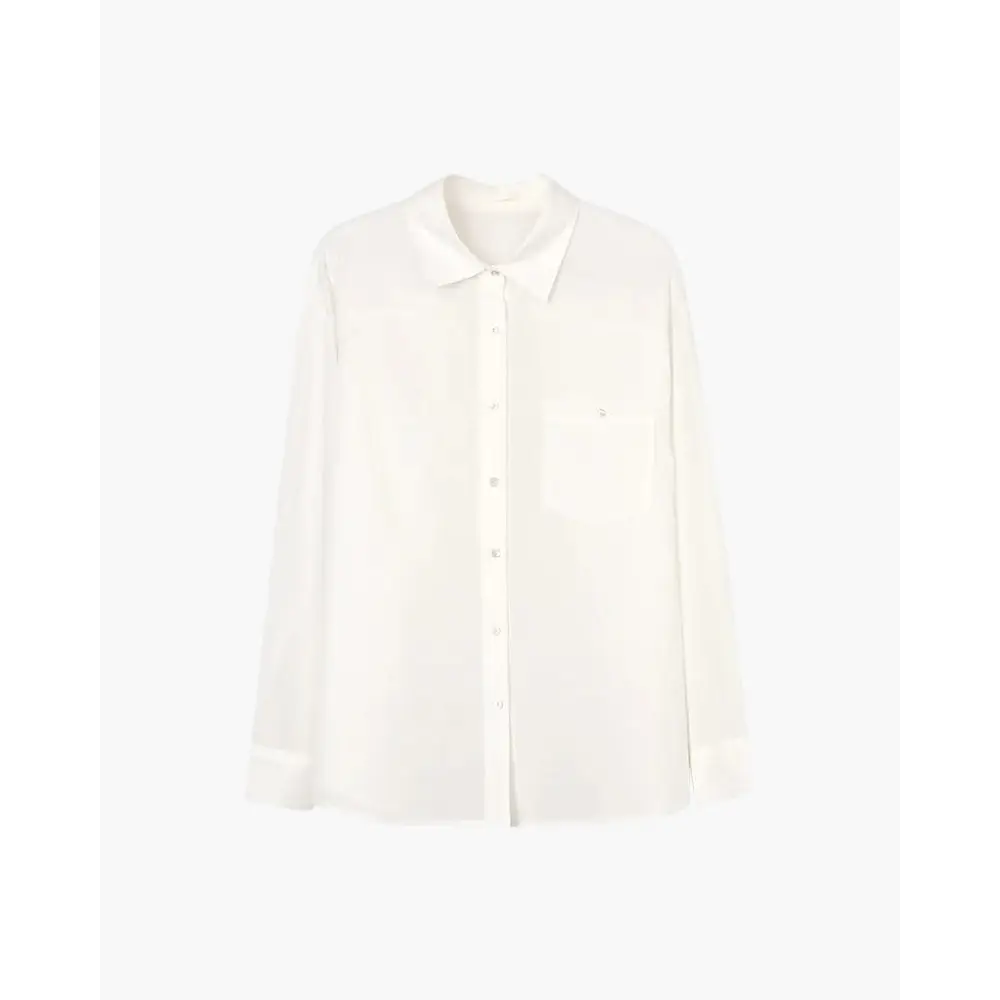 Ladies’ Long Sleeve Linen-Cotton Shirt - White / S