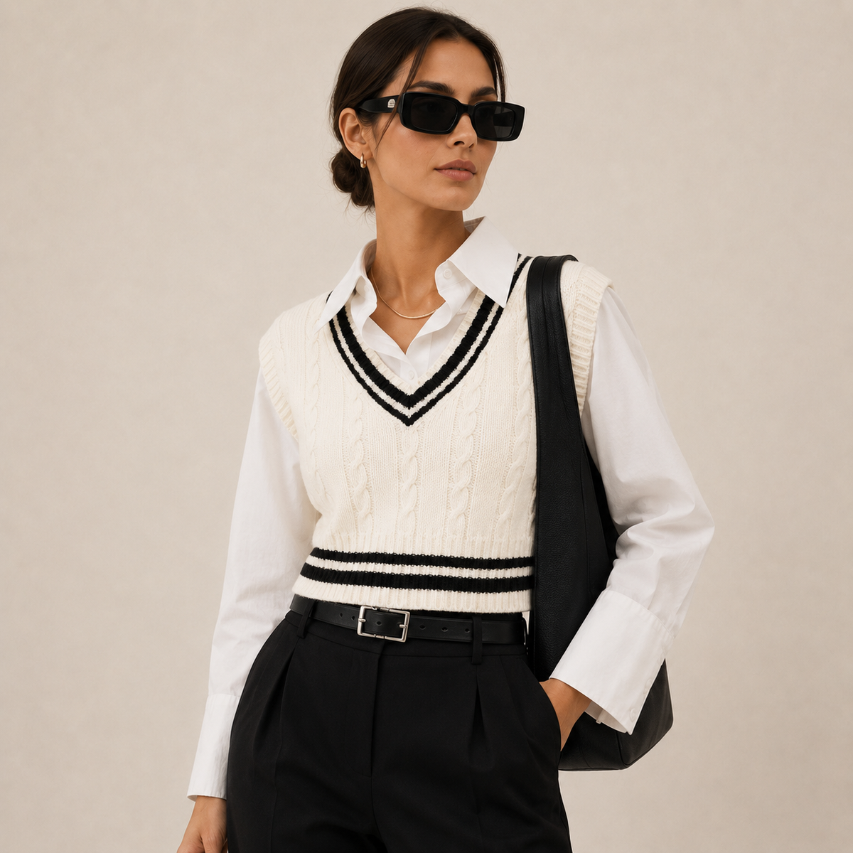 Ladies’ Preppy V-Neck Knit Vest