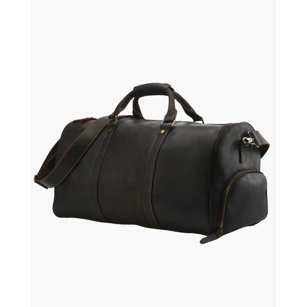 Leather Duffel Bag - Dark Brown
