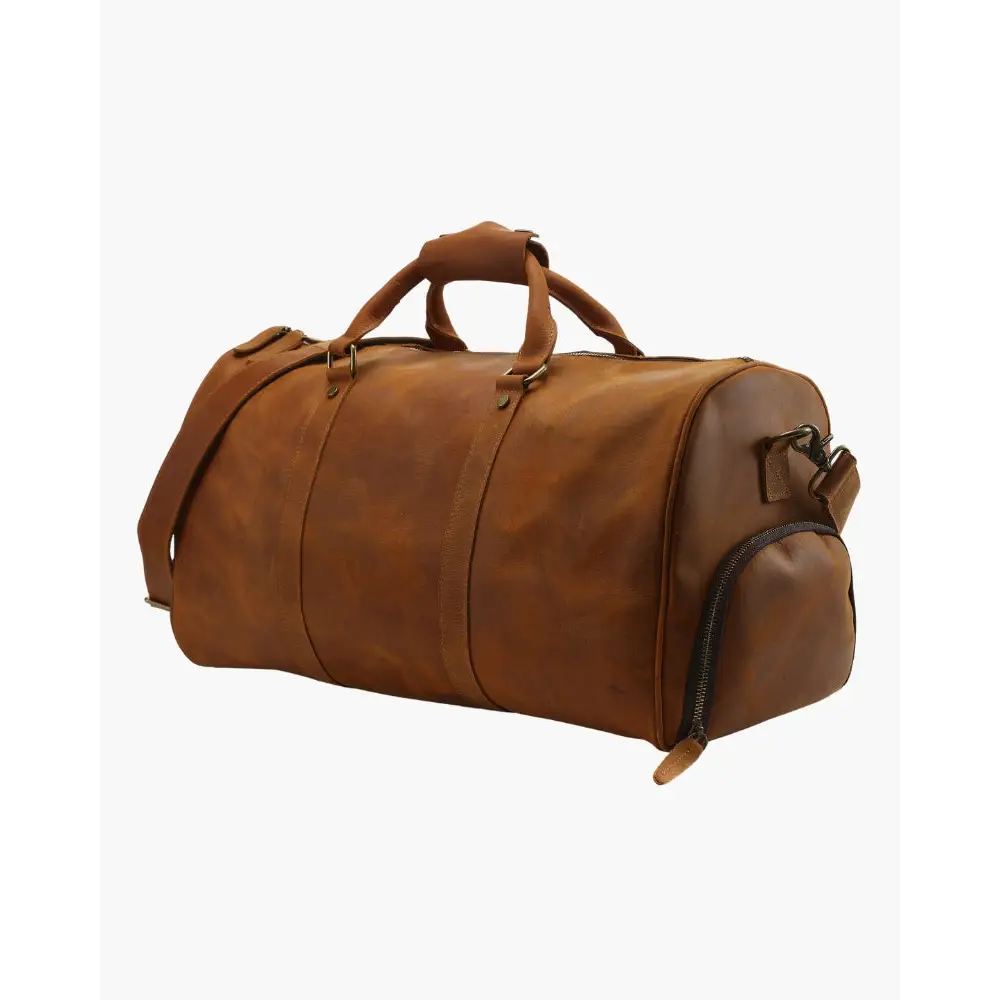 Leather Duffel Bag - Orange