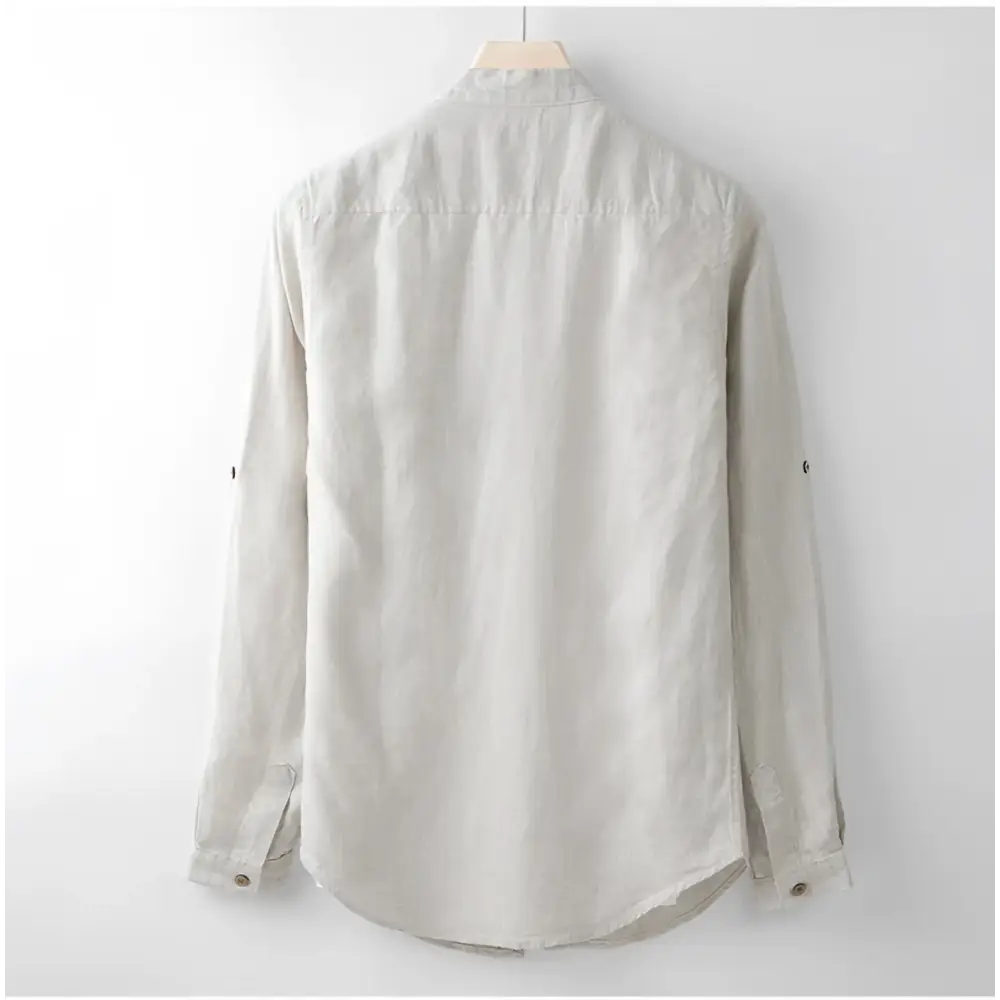 Linen Band-Collar Shirt