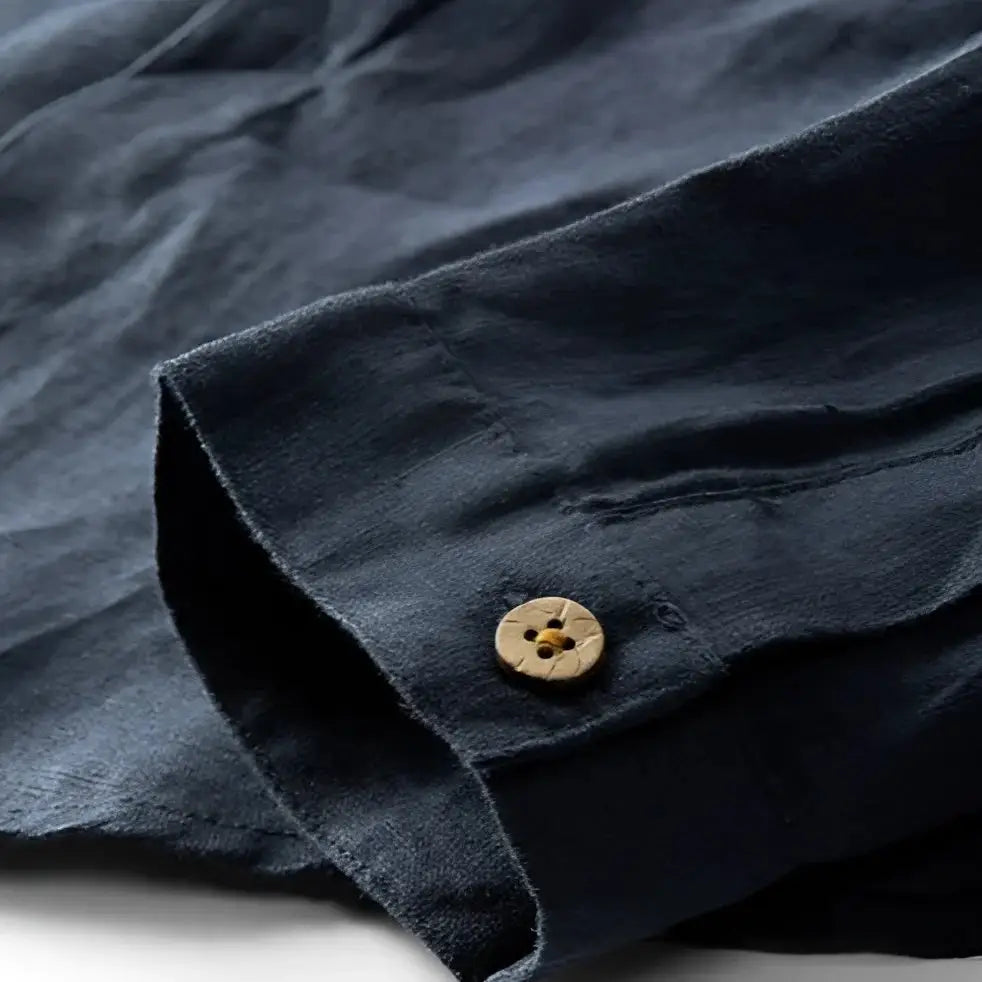 Linen Band-Collar Shirt