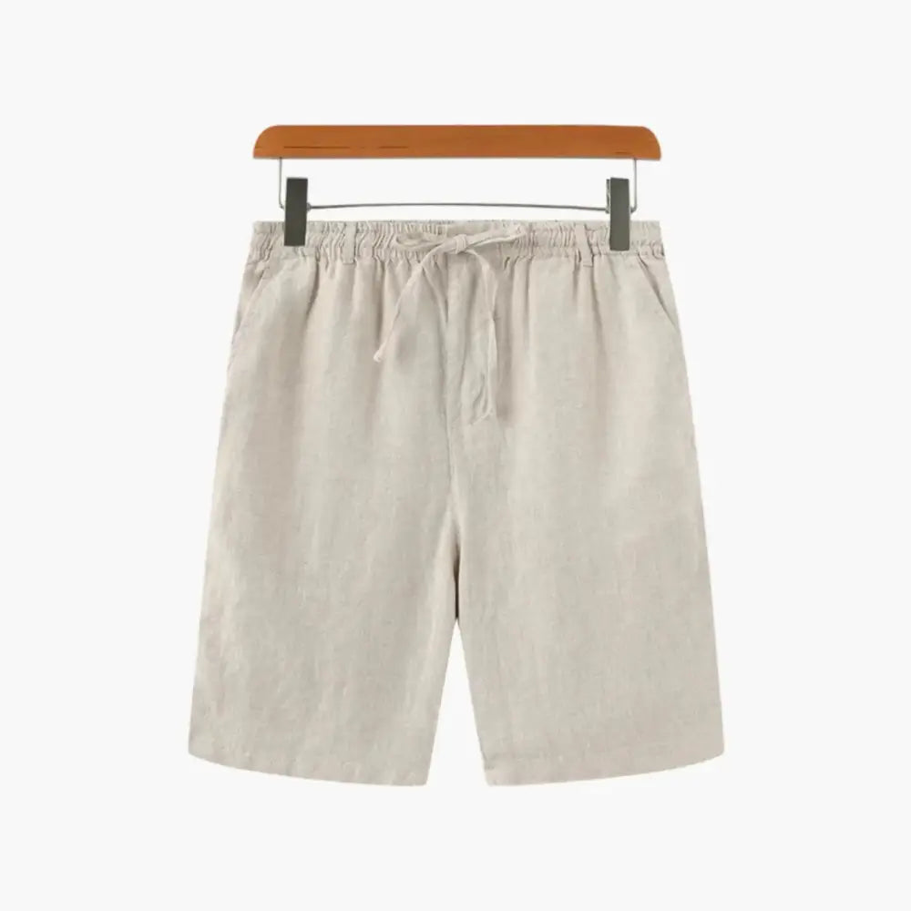 Linen Blend Tailored Shorts - Beige / S