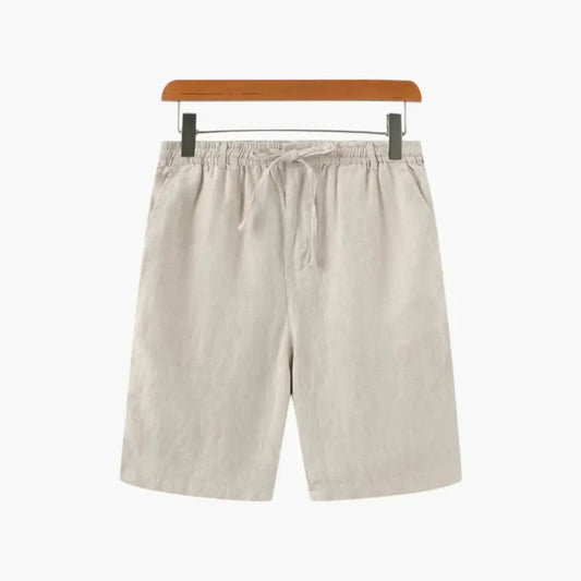 Linen Blend Tailored Shorts - Beige / S