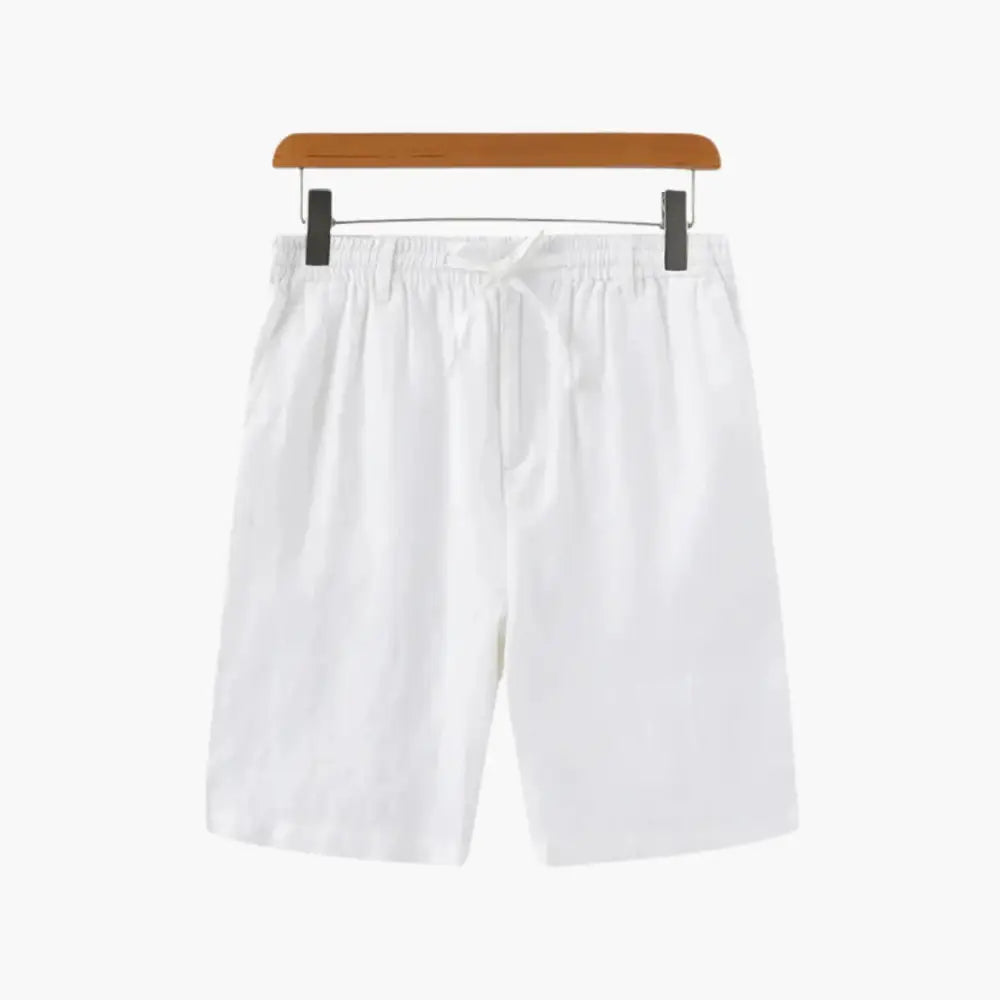 Linen Blend Tailored Shorts - White / S