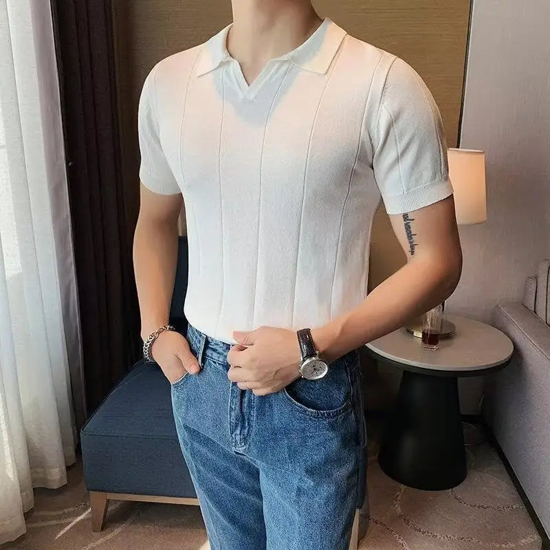 Luxe Knit Polo - White / S