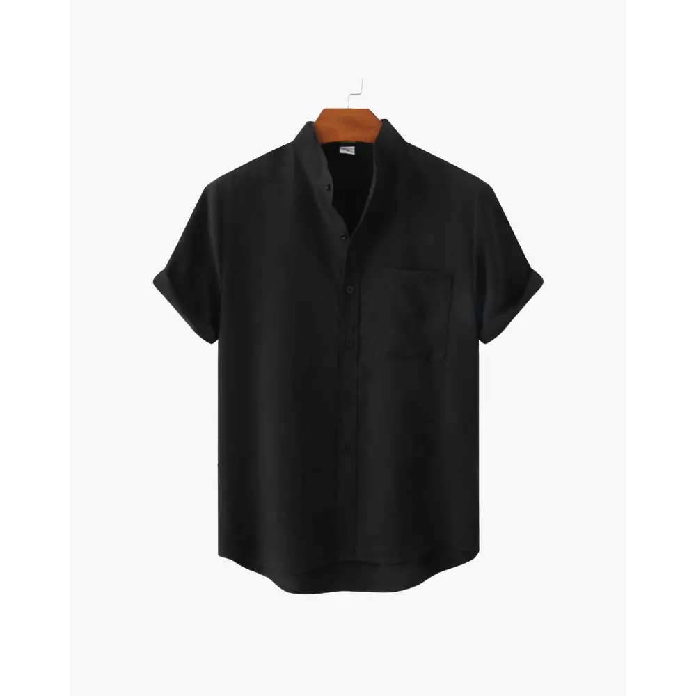 Minimalist Collar Shirt - Black / S
