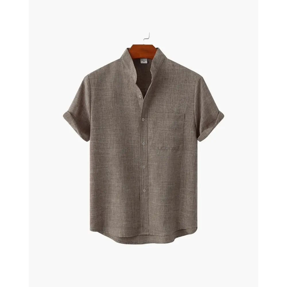 Minimalist Collar Shirt - Brown / S