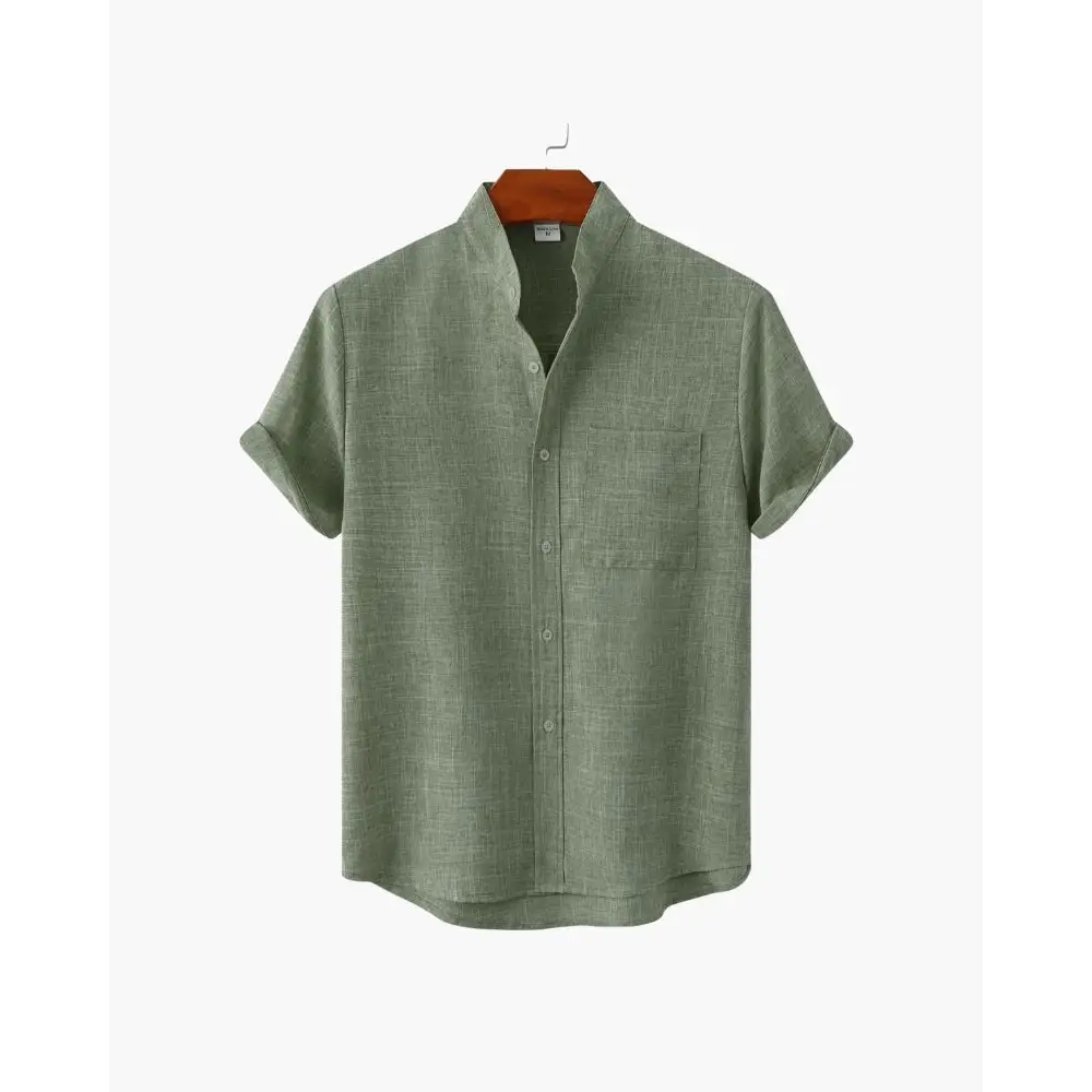 Minimalist Collar Shirt - Green / S