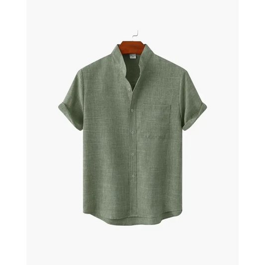 Minimalist Collar Shirt - Green / S