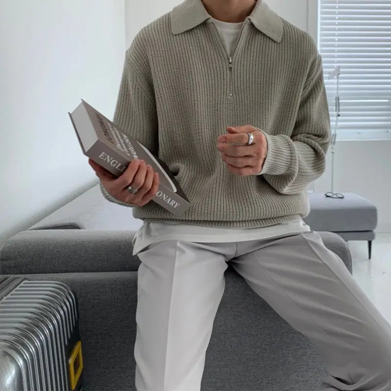 Minimalist Knit Quarter-Zip Sweater