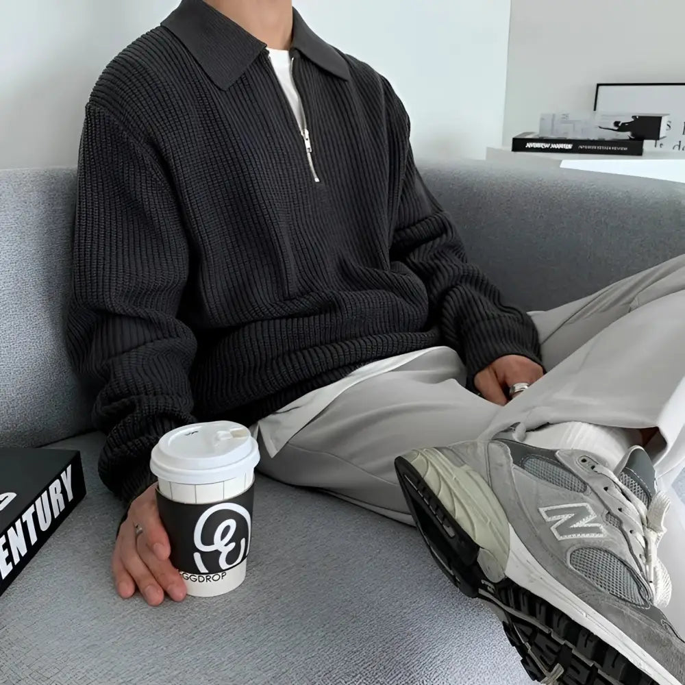 Minimalist Knit Quarter-Zip Sweater