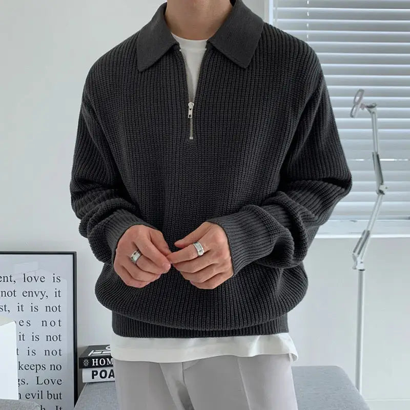 Minimalist Knit Quarter-Zip Sweater