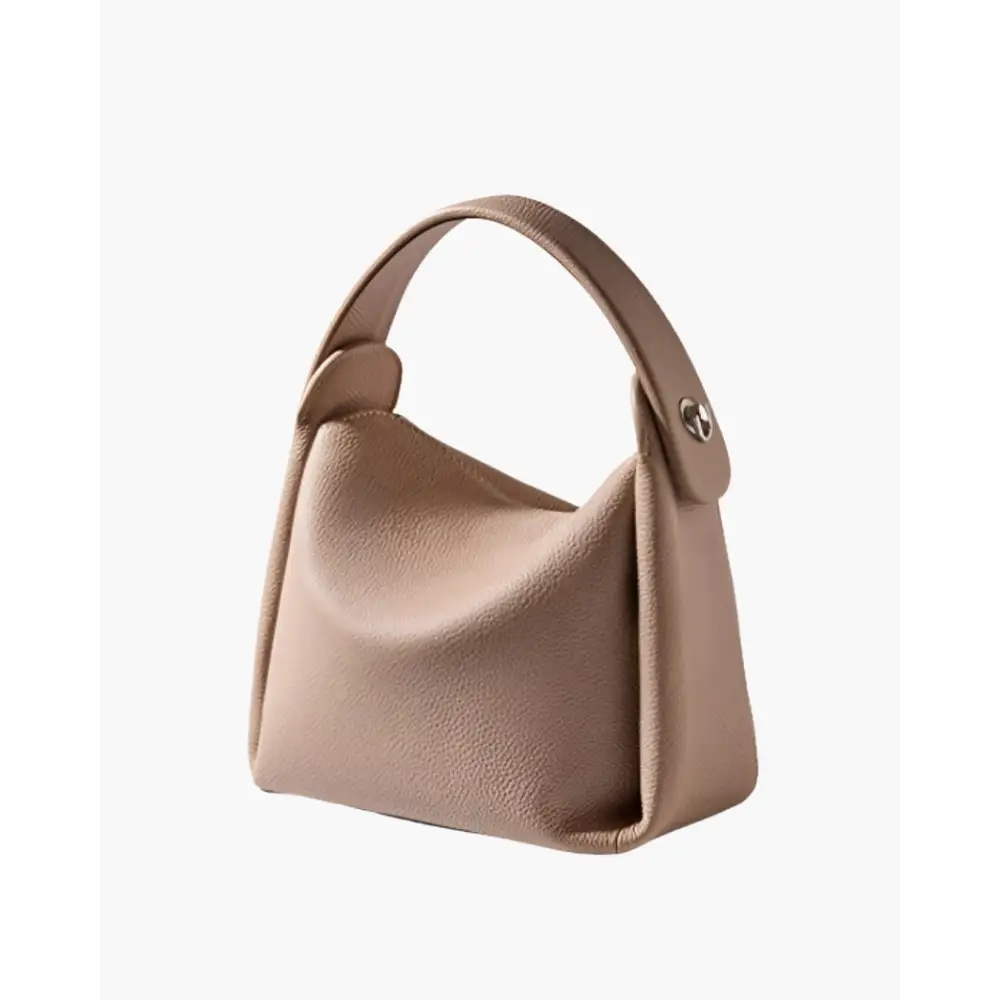 Minimalist Leather Shoulder Bag - Beige