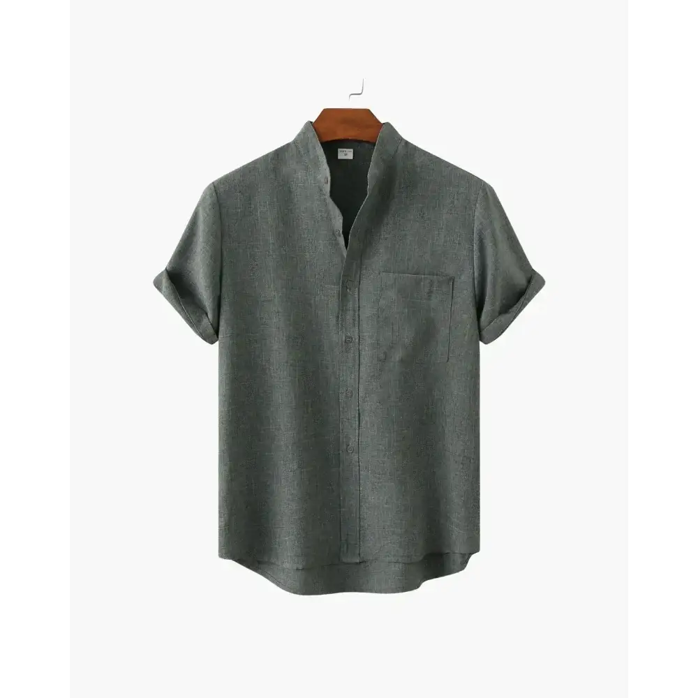Minimalist Split-Neck Shirt - Gray / S