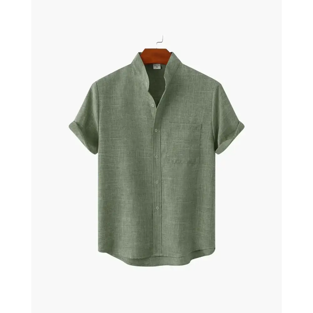Minimalist Split-Neck Shirt - Green / S