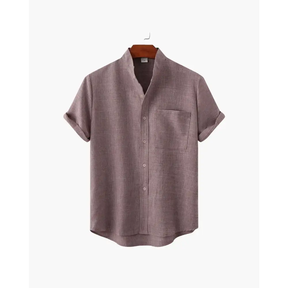 Minimalist Split-Neck Shirt - Plum / S